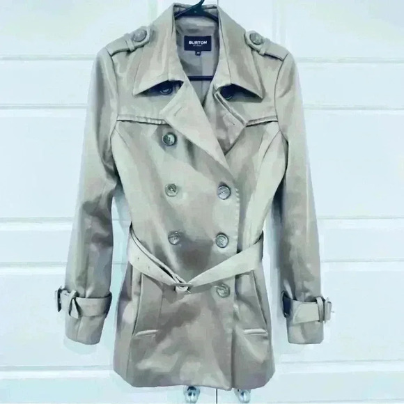 BURTON BY LONDON BEIGE DOUBLE BREAST MID LENGHT TRENCH SIZE 40 - Picture 14 of 16